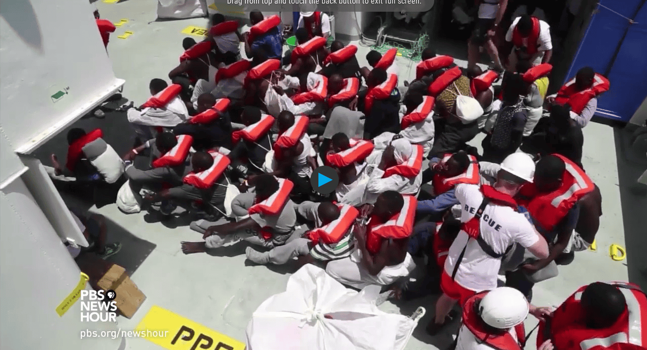 PBS – Il reportage di Malcom Brabant –  Aboard a Mediterranean rescue ship, migrants share horror stories from Libya