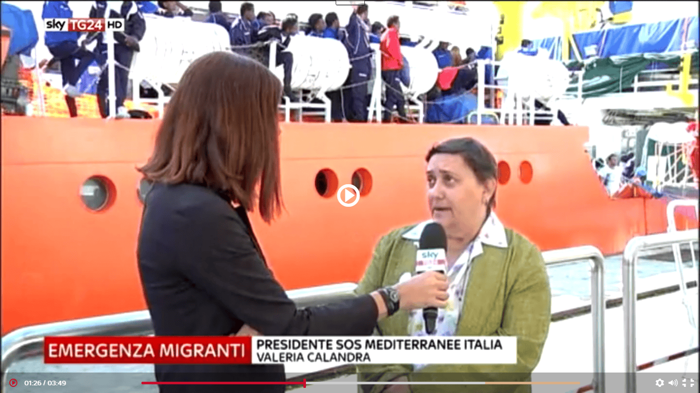 SKYTG 24 – Migranti, su nave Aquarius ragazzi con segni di percosse – Intervista a Valeria Calandra, presidente di SOS MEDITERRANEE Italia